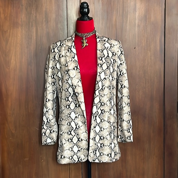 Snake Print Silky Blazer M - Picture 7 of 8